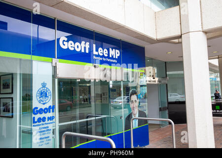 Ufficio di Geoff Lee, membro liberale del parlamento dello stato del NSW per Parramatta, Western Sydney, Ausralia Foto Stock