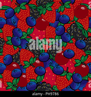 Modello senza cuciture con diverse bacche. Foto Stock