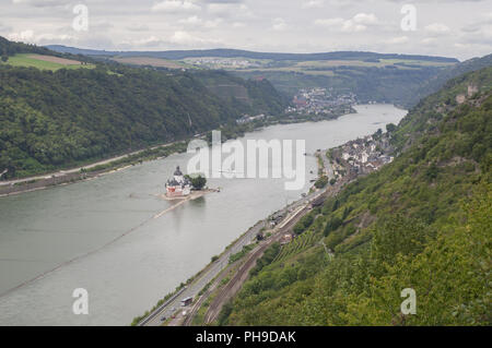 Castello Pfalzgrafenstein Kaub nelle vicinanze nel Middle-Rhine-valle Foto Stock