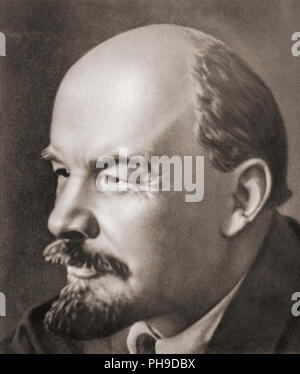 Vladimir Ilyich Ulyanov, noto come Lenin, 1870-1924. Uomo politico russo, un teorico politico e capo del governo della Russia sovietica, 1917-1924. Foto Stock