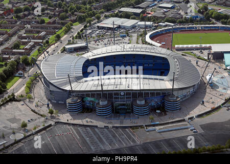 Vista aerea del Manchester City FC Etihad Stadium Foto Stock