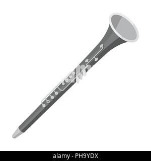 Oboe icona in stile monocromatico isolati su sfondo bianco. Strumenti musicali simbolo illustrazione vettoriale Illustrazione Vettoriale