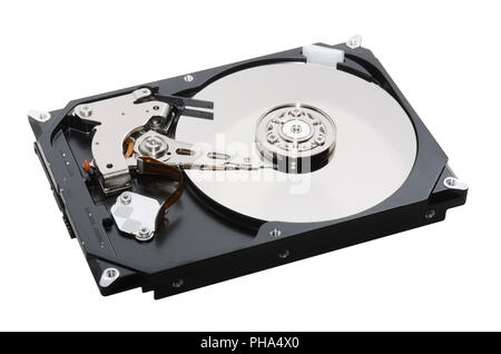 Disco rigido aprire isolati su sfondo bianco Foto Stock