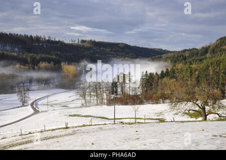 Paesaggio Di Inverno in Valle di Rot nei dintorni di Schwaebisch Hall Foto Stock
