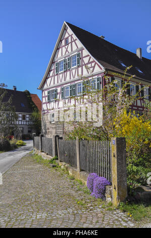 Case Half-Timbering in Schwaebisch Hall, Germania Foto Stock