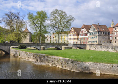 Case Half-Timbering in Schwaebisch Hall, Germania Foto Stock