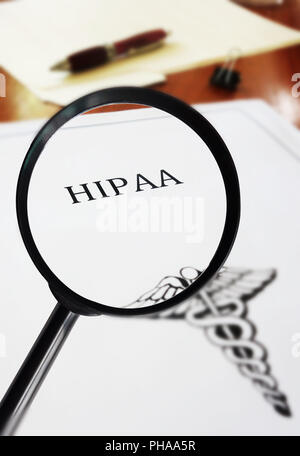 HIPAA documento ingrandito Foto Stock