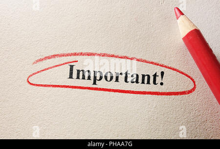 Importante il cerchio rosso Foto Stock