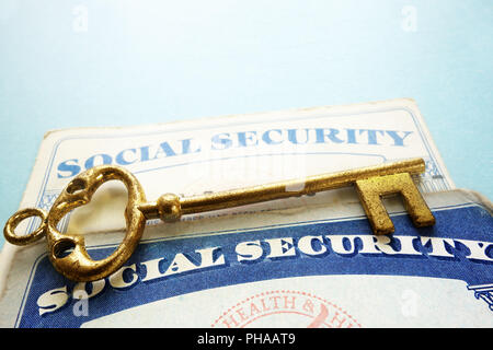Sociale le schede di sicurezza e chiave Foto Stock