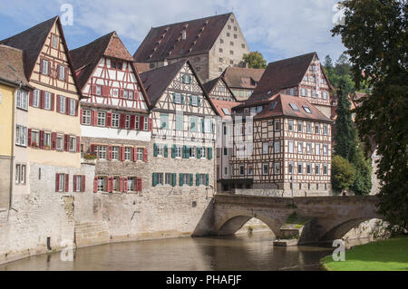 Case Half-Timbering in Schwaebisch Hall, Germania Foto Stock