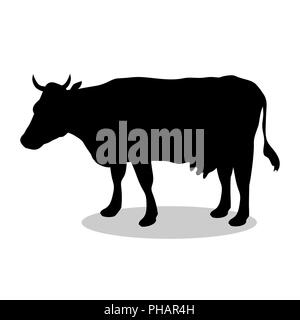 Allevamento bovini mammifero nero animale silhouette Foto Stock