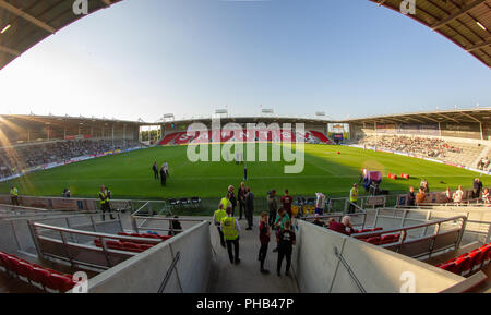 St Helens, Regno Unito. Il 31 agosto 2018. Totalmente Wicked Stadium, St Helens, Inghilterra; Betfred Super League Super 8's , St Helens v Wigan Warriors ; credito: News immagini /Alamy Live News Foto Stock