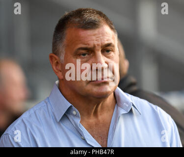 St Helens, Regno Unito. Il 31 agosto 2018. Totalmente Wicked Stadium, St Helens, Inghilterra; Betfred Super League Super 8's , St Helens v Wigan Warriors ; Shaun Wayne allenatore del Wigan Warriors Credito: News immagini /Alamy Live News Foto Stock