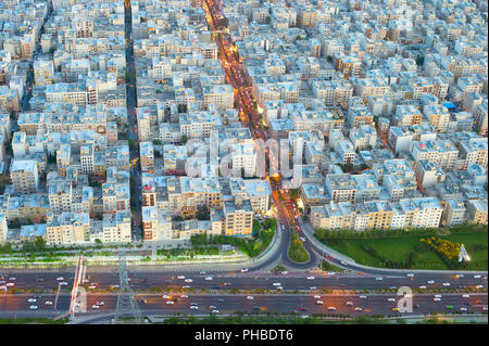 Tehran skyline vista aerea, Iran Foto Stock