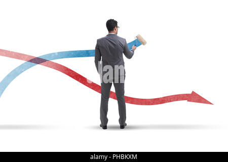 Imprenditore grafici di disegno nel concetto di previsione Foto Stock