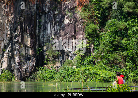 Le coppie si stanno godendo la tranquilla e tranquilla scena, la cava di Singapore. Un habitat naturale per gli uccelli da visitare. Un luogo dove godersi l'aria fresca, la natura e rilassarsi. Foto Stock