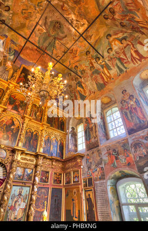 Affreschi, Chiesa del principe Demitry il martire, Uglich, Golden Ring, Krasnojarsk, Russia, Europa Foto Stock