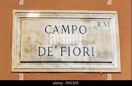 Campo de Fiori segno di Roma Foto Stock