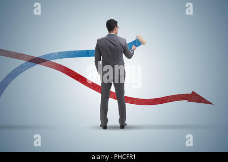 Imprenditore grafici di disegno nel concetto di previsione Foto Stock