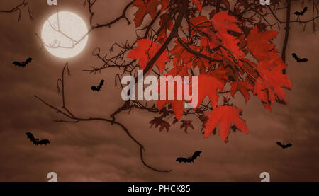 Paesaggio di Halloween con luna Foto Stock
