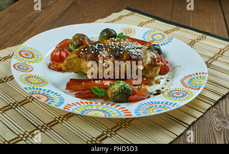 Una teglia pollo teriyaki Foto Stock