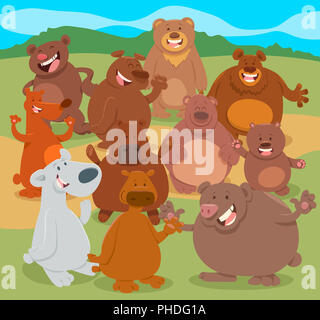 Cartoon orsi animali gruppo di caratteri Foto Stock