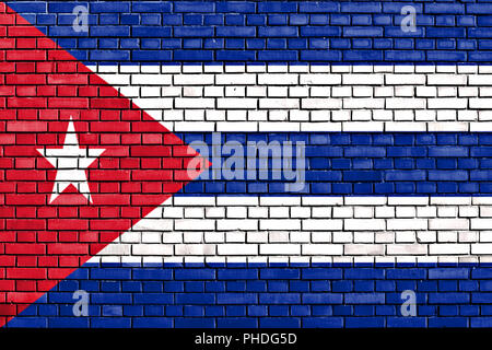 Bandiera di Cuba dipinta su un muro di mattoni Foto Stock