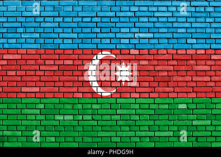 Bandiera di Azerbaigian dipinta su un muro di mattoni Foto Stock
