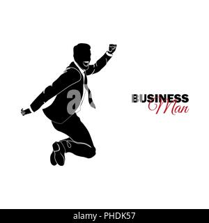Imprenditore, Manager. Un uomo in un business suit. Imprenditore salti di gioia Illustrazione Vettoriale