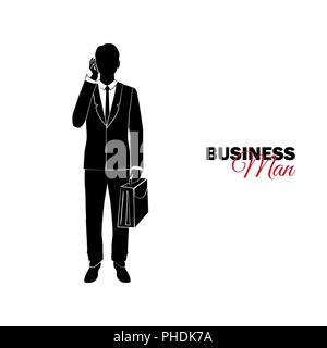 Imprenditore, Manager. Un uomo in un business suit. Imprenditore parla al telefono Illustrazione Vettoriale