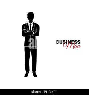 Imprenditore, Manager. Un uomo in un business suit. Imprenditore piegato le braccia sul suo petto Illustrazione Vettoriale