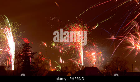 Fuochi d'artificio, Capodanno; Foto Stock