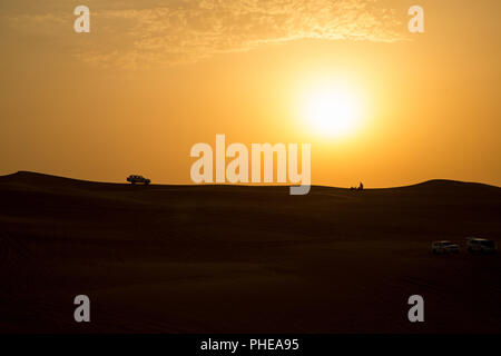 Tramonto in dessert di Dubai Foto Stock