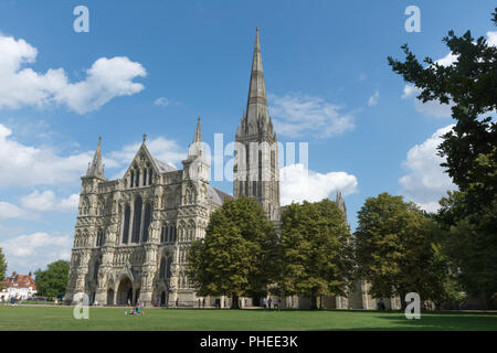 La Cattedrale di Salisbury nel Wiltshire, Regno Unito Foto Stock