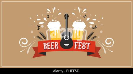 Festa della Birra banner, poster per eventi, promozione. Vector concept design Illustrazione Vettoriale