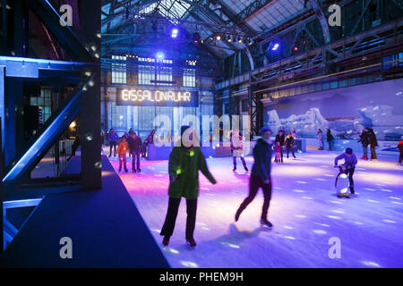 Skater nel EisSalon Ruhr, Jahrhunderthalle, Bochum, Renania settentrionale-Vestfalia, Germania, Europa Foto Stock