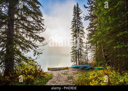 Il sole sembra attraverso la nebbia Foto Stock