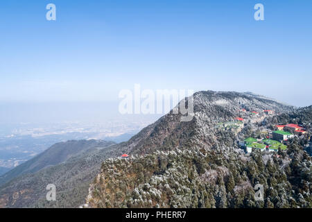 Vista aerea del monte Lushan in inverno Foto Stock
