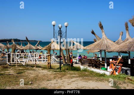 Vama Veche beach,un non-mainstream destinazione turistica sulla costa del Mar Nero,destinazione popolare per i turisti provenienti da tutto il mondo. Foto Stock