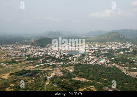 Angolo di alta vista di Pushkar, Rajasthan, India Foto Stock