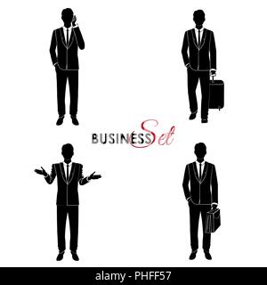Imprenditore impostato, l'uomo in un business suit in diverse pose Illustrazione Vettoriale