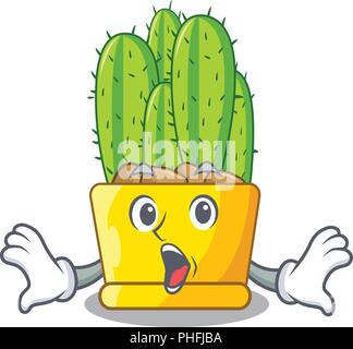 Sorpreso cereus cactus in una pentola cartoon illustrazione vettoriale Illustrazione Vettoriale
