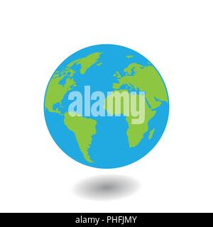 Il vettore del pianeta Terra e la relativa icona. Appartamento il pianeta Terra e la relativa icona. Design piatto illustrazione vettoriale per il web banner web e mobile, infographics. Vettore icona terra grap Illustrazione Vettoriale