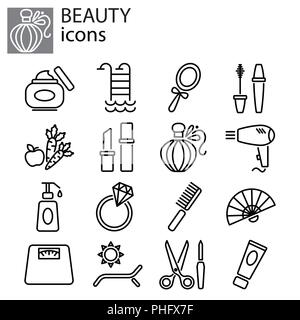 Web icone set. Bellezza e moda e trucco Illustrazione Vettoriale