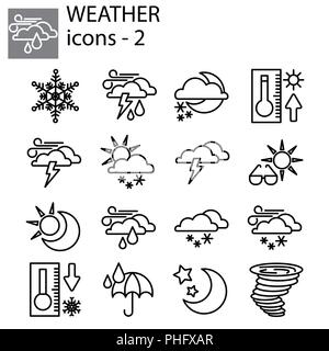 Linea Web impostato. Meteo set. Previsioni del tempo impostato per il sito Illustrazione Vettoriale