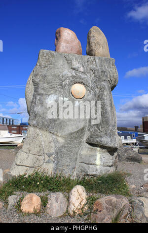 Faccia Inuit Carving Foto Stock