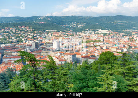 Vista aerea alla città di Trieste in Italia Foto Stock