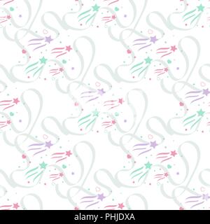 Seamless pattern astratti con colori rosa e blu sharp stelle su sfondo bianco. Illustrazione Vettoriale. Vettore illustrazione di fuochi d'artificio. Cosmo texture per carta, confezionamento e tessuto. Magic sky Illustrazione Vettoriale