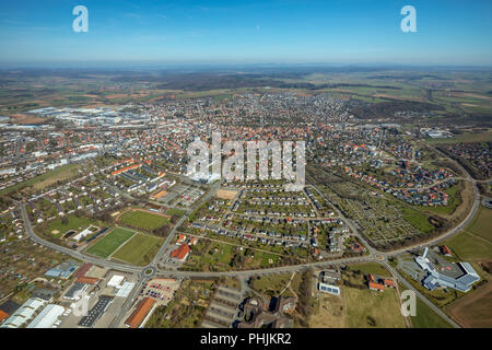 Vista dal sud al centro storico della città di Korbach con Kilian chiesa di Korbach. Città distretto Korbach, distretto Waldeck-Frankenberg in Hes Foto Stock