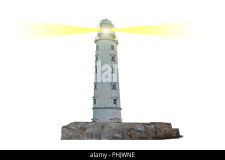 Faro sull isola con doppio fascio proiettore Foto Stock